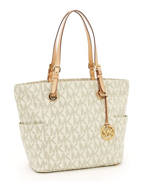 michael kors mk logo jet set signature tote handbag|michael kors travel tote large.